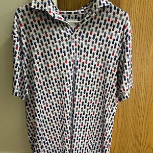 Men's Pineapple Print Shirt - Blue and Red